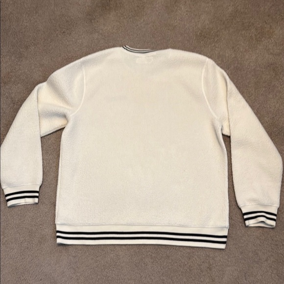 PacSun White Crewneck Fleecy Sweatshirt with Sporty Stripes - Picture 4 of 5